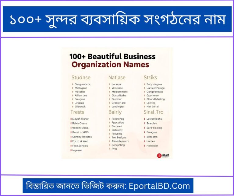 ১০০+ সুন্দর ব্যবসায়িক সংগঠনের নাম