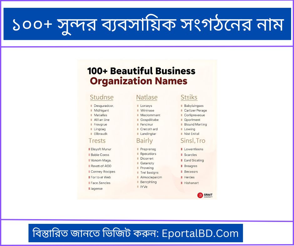 ১০০+ সুন্দর ব্যবসায়িক সংগঠনের নাম