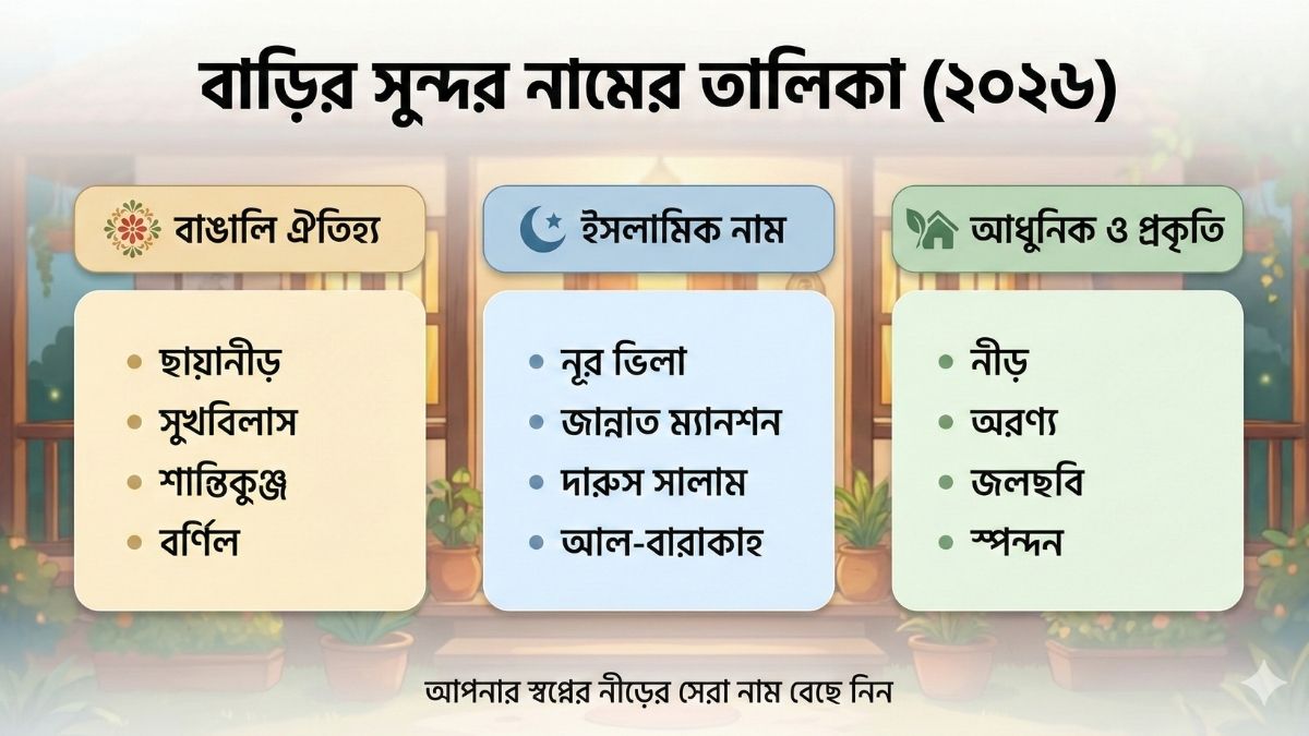 বাড়ির সুন্দর নামের তালিকা