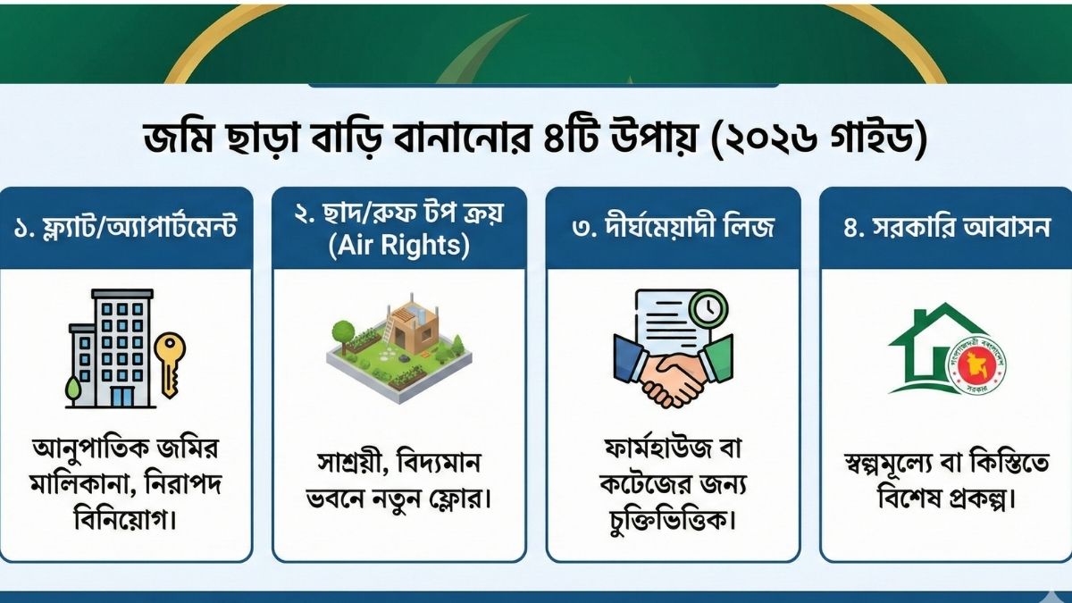 জমি না কিনে কিভাবে বাড়ি বানাবো