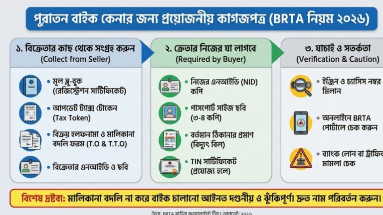 পুরাতন বাইক কিনতে কি কি কাগজ লাগে