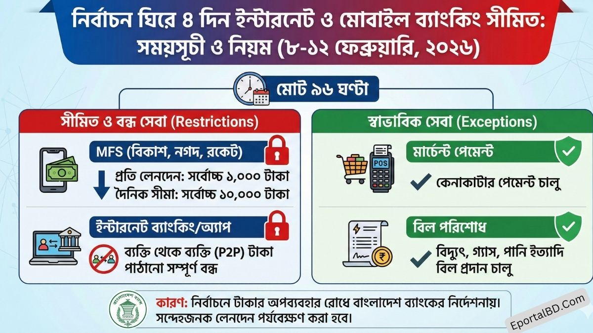 জাতীয় নির্বাচন ঘিরে ৪ দিন ইন্টারনেট ও মোবাইল ব্যাংকিং সেবা সীমিত