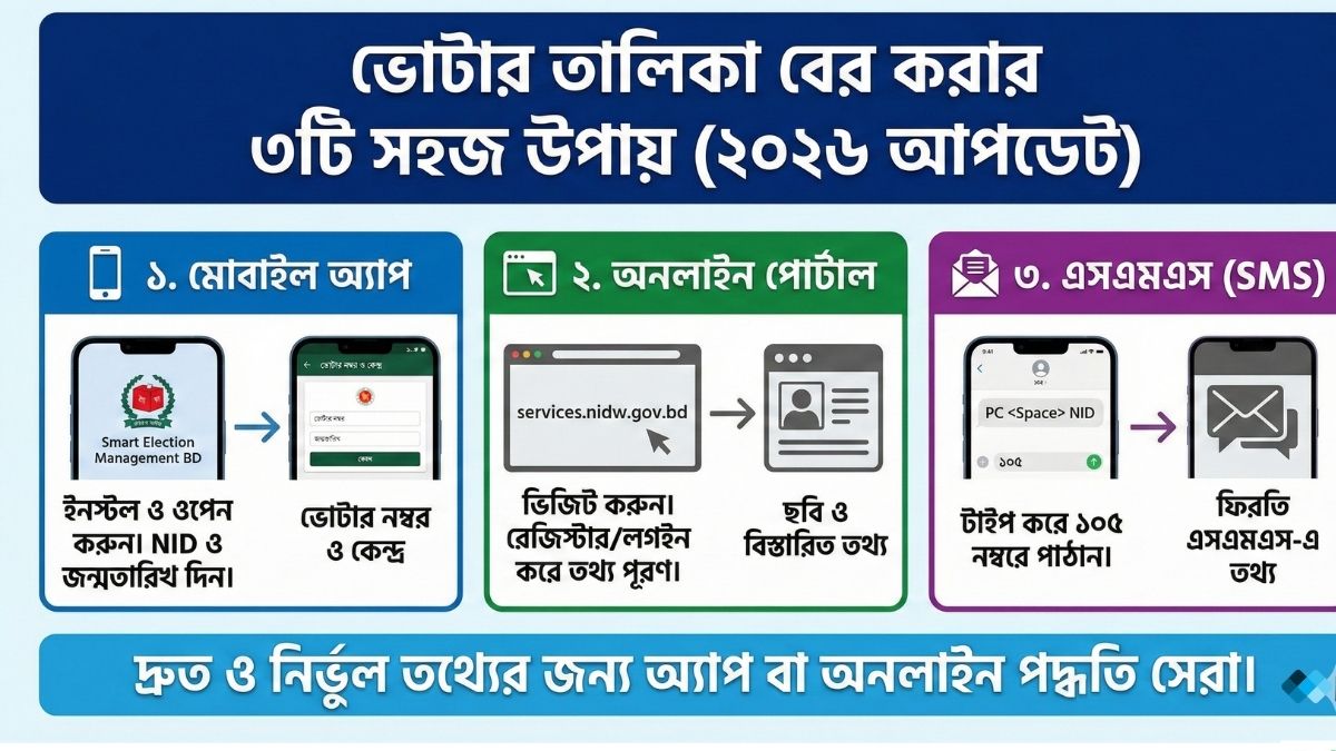 ভোটার তালিকা বের করার নিয়ম ২০২৬