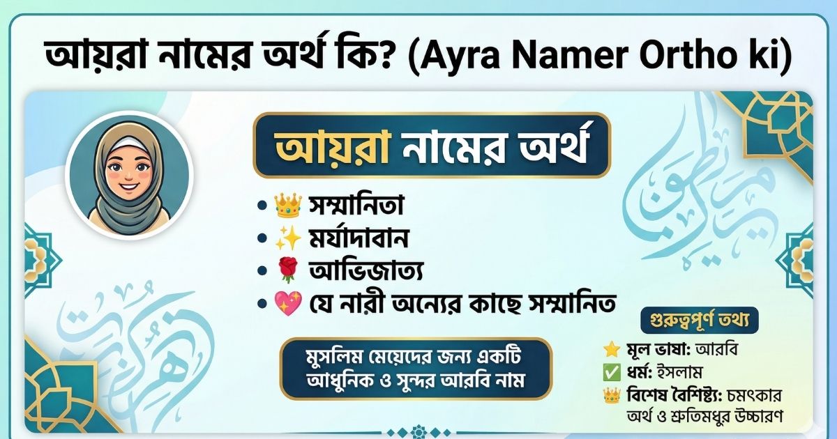 আয়রা নামের অর্থ কি (Ayra Namer Ortho ki)