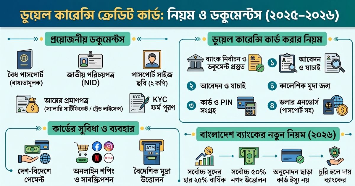 ডুয়েল কারেন্সি ক্রেডিট কার্ড করার নিয়ম ও প্রয়োজনীয় ডকুমেন্টস