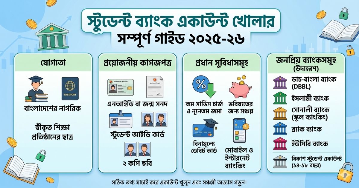 স্টুডেন্ট ব্যাংক একাউন্ট খোলার নিয়ম ও সুবিধা