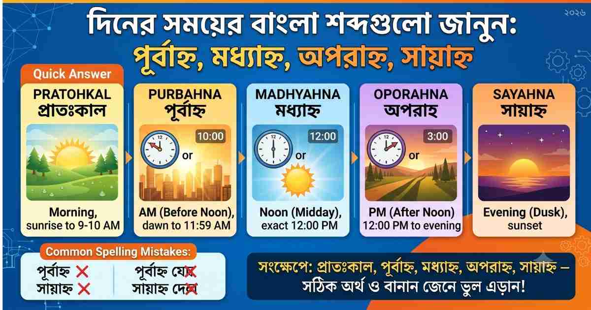 পূর্বাহ্ন, মধ্যাহ্ন, অপরাহ্ন, সায়াহ্ন অর্থ কী