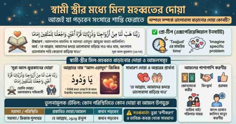 স্বামী স্ত্রীর মধ্যে মিল মহব্বতের দোয়া